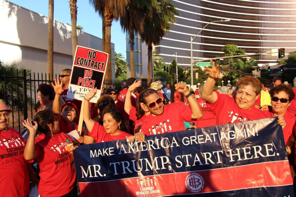 Clinton joins Culinary, APWU unions protesting Trump hotel, APWU presidents endorse Sanders