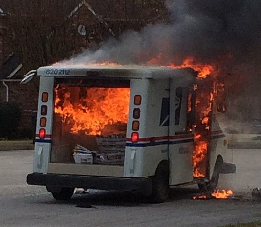 Video: Postal vehicle catches fire, mail destroyed in Tyler TX