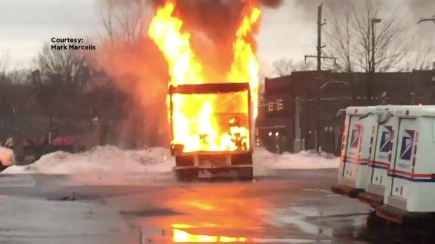 Caught on Cam: Truck Erupts in Flames in Parking Lot of Post Office in Bucks County  