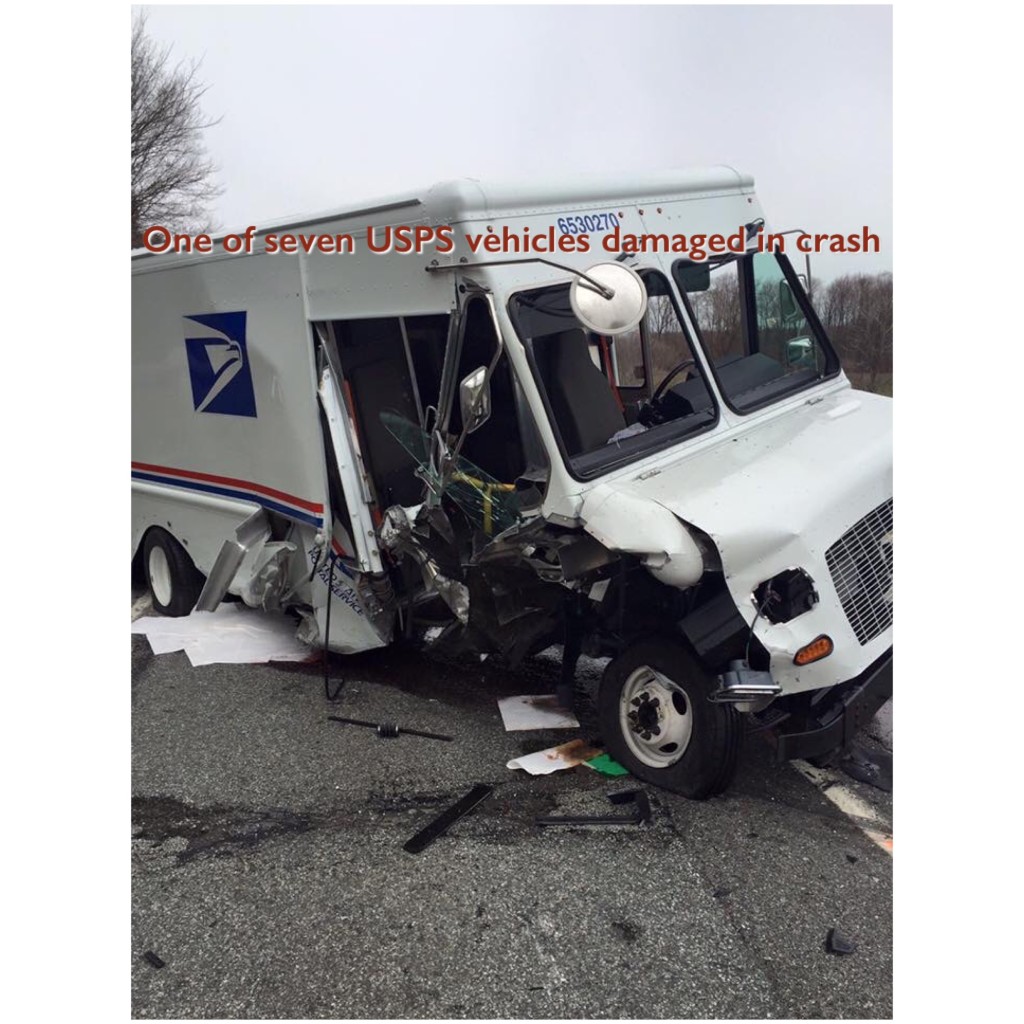 Drunk driver critically injured in crash with caravan of USPS trucks 