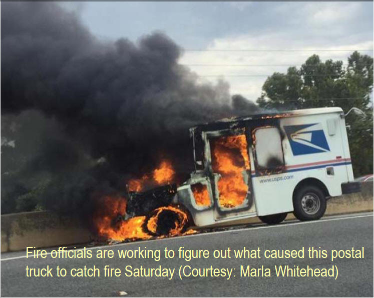 Photo: Postal Truck goes up in flames in Columbus, GA 
