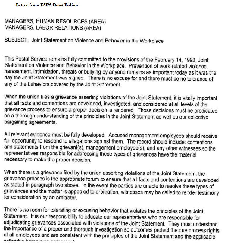 Grievance At Work Letter from www.postal-reporter.com